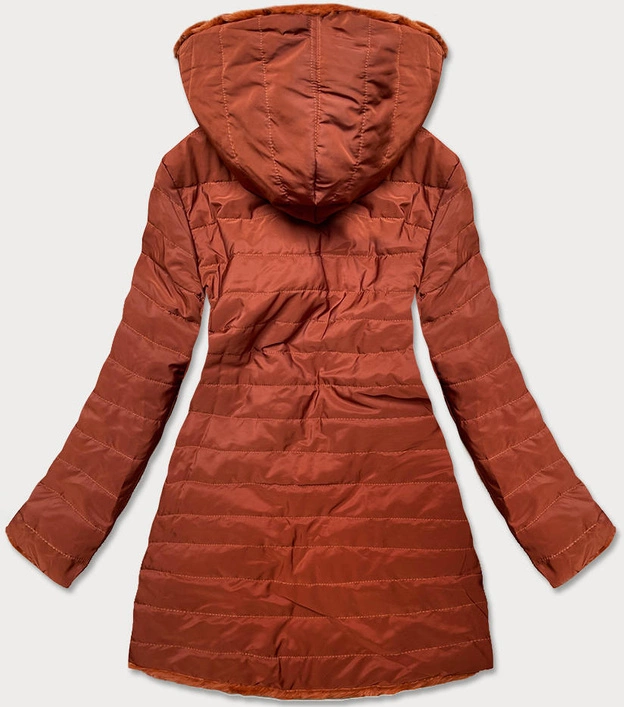 LEKKA KURTKA ZIMOWA DAMSKA FUTRO 2 W 1 RUDA (39039)