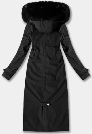 Długa gruba kurtka zimowa z kapturem Libland czarna (7614)