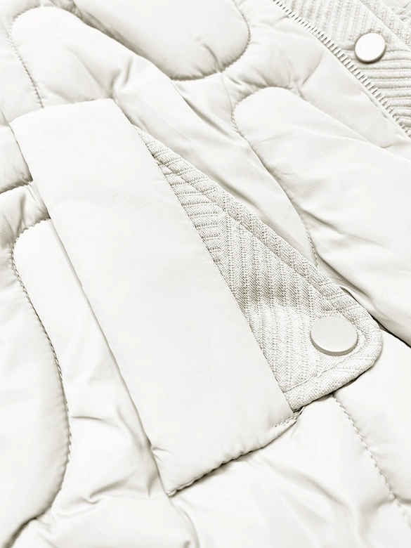 Krótka kurtka zimowa z ozdobnym kapturem S'west ecru (B8261-26)