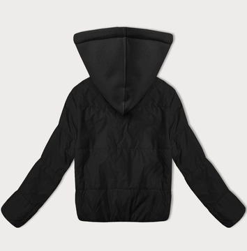 Krótka kurtka damska z dzianinowym kapturem J Style czarna (16M9236-392)