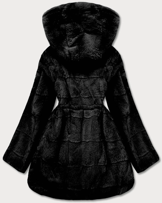 Futrzana kurtka damska czarna (CX009-1)