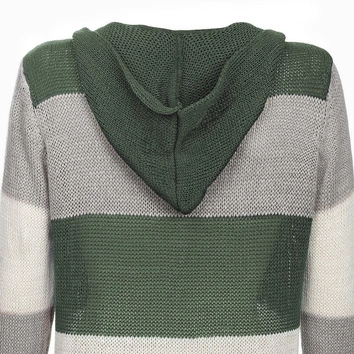 DŁUGI SWETER Z KAPTUREM KHAKI-SZARY (122ART)