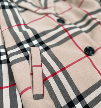 KLASYCZNY PŁASZCZ DAMSKI KRATKA BURBERRY BEŻOWY (23162)