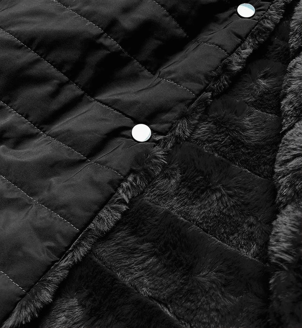 LEKKA KURTKA ZIMOWA DAMSKA FUTRO 2 W 1 CZARNA (39039)