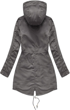 BAWEŁNIANA PARKA NA KOŻUSZKU STALOWA (B1303)