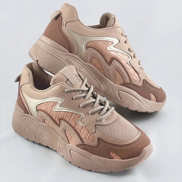 Damskie buty sportowe na platformie brązowe (c1090)