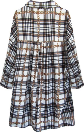 KOSZULA OVERSIZE W KRATĘ BIAŁA (302ART)