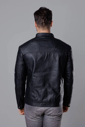 Kurtka męska typu biker czarna (11Z8053)