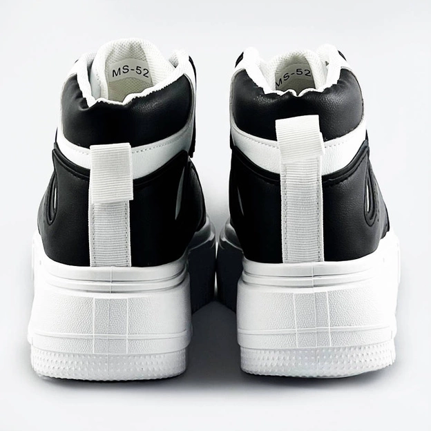 Damskie sneakersy za kostkę biało-czarne (ms-52)