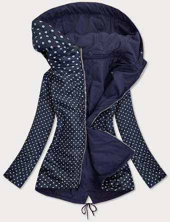 DWUSTRONNA KURTKA DAMSKA GROSZKI GRANATOWA (MM70)