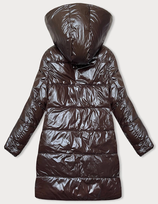 Gruba dwustronna kurtka zimowa damska brąz-ecru (V768g)