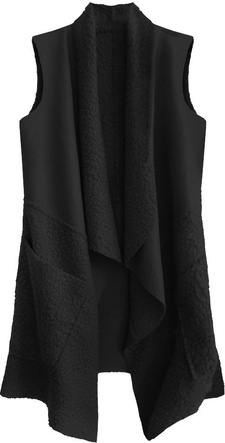 KAMIZELKA OVERSIZE Z ŁĄCZONYCH MATERIAŁÓW CZARNA (545ART)