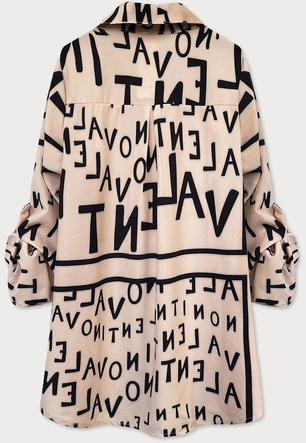 BLUZKA KOSZULOWA Z DŁUGIM RĘKAWEM BEŻ LITERKI (9375)