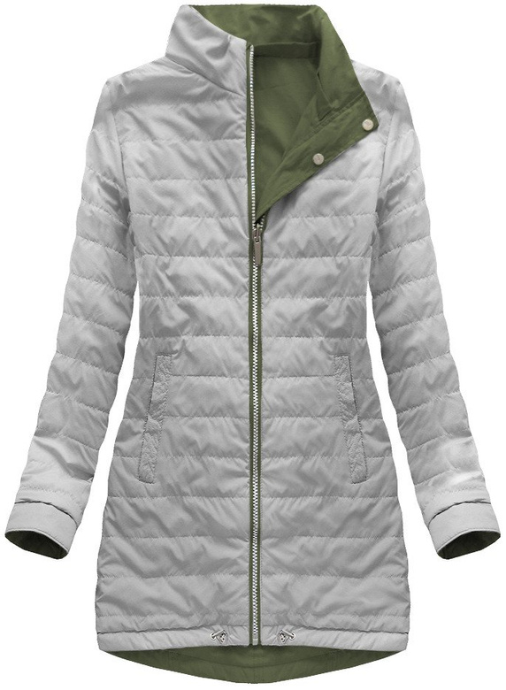DWUSTRONNA PARKA Z KAPTUREM KHAKI-SZARA (W0232BIG)