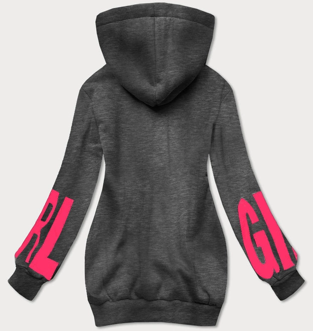 Bluza dresowa damska z nadrukiem szara ciemna (26034)