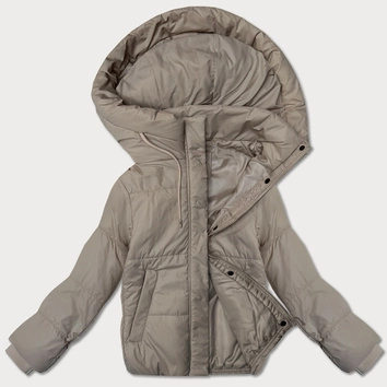 Krótka kurtka damska z kapturem J Style beżowa (16M9237-62)