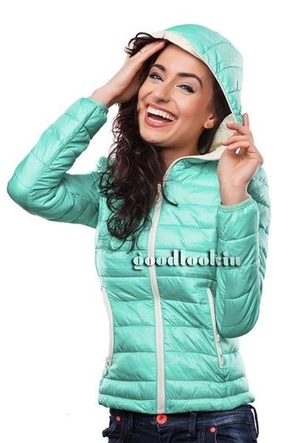 PIKOWANA KURTKA Z KAPTUREM MIĘTOWA JASNA (7107A)