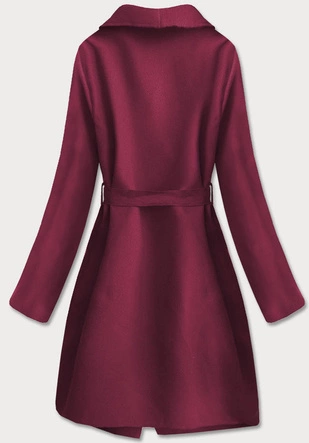 Minimalistyczny płaszcz damski bordowy (747art)