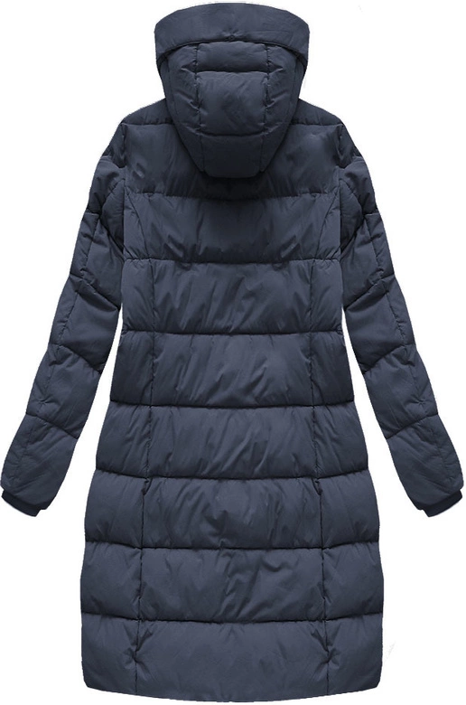 PIKOWANA KURTKA DAMSKA ZIMOWA Z KAPTUREM GRANATOWA (7790-PLUS)