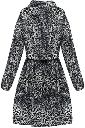 SUKIENKA KOSZULOWA W PANTERKĘ SZARA (141ART)