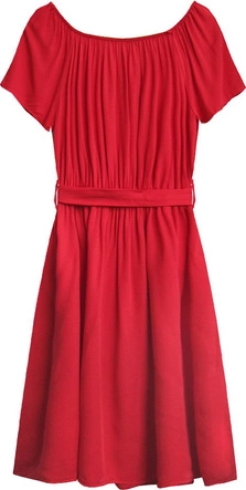 SUKIENKA MIDI Z GUZIKAMI CZERWONA (398ART)