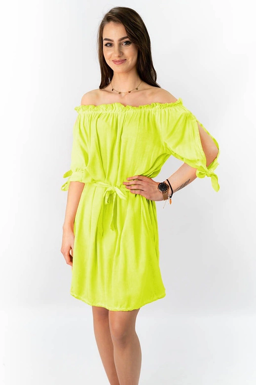 SUKIENKA HISZPANKA Z PASKIEM NEONOWA ŻÓŁTA (279ART)