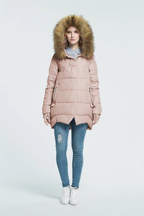 KURTKA Z PUCHEM NATURALNYM ŁOSOSIOWA (8071)