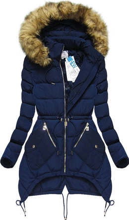 PIKOWANA KURTKA Z KAPTUREM GRANATOWA (3501W)