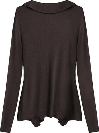 SWETER Z FALBANAMI CIEMNOBRĄZOWY (1580)