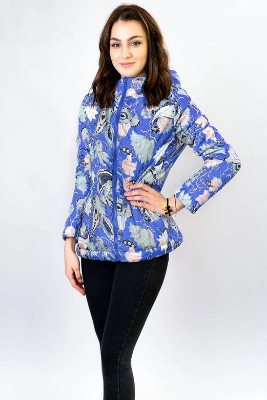 DAMSKA KURTKA DWUSTRONNA NIEBIESKA (7174)