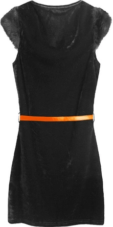 WELUROWA SUKIENKA MINI CZARNA (3687)