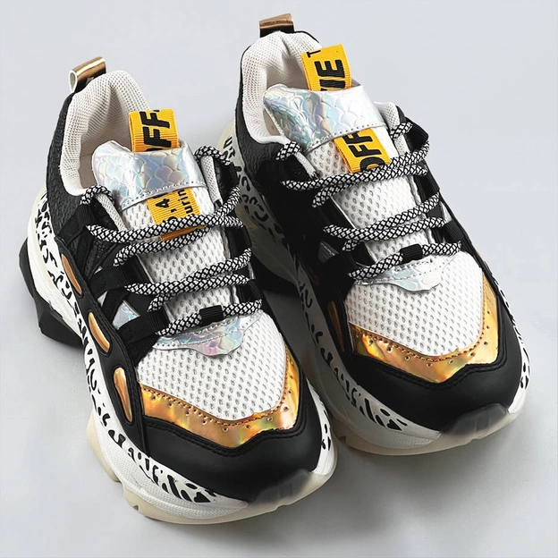 Damskie sneakersy panterka czarne (bx1827-sp)