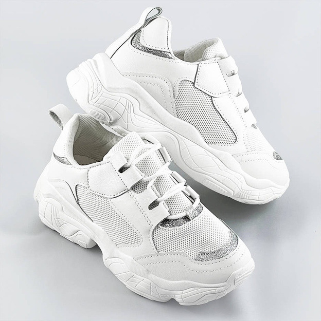 Sznurowane sneakersy damskie białe (172)