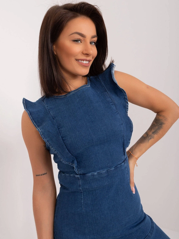 Jeansowa sukienka bez pleców granatowa (508635)