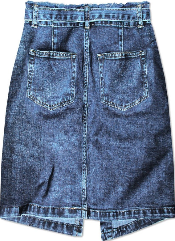 SPÓDNICA JEANSOWA Z PASKIEM NIEBIESKA (H8339)