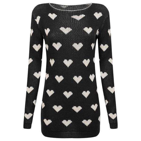 GRUBY CZARNY SWETER W SERDUSZKA (SW016)