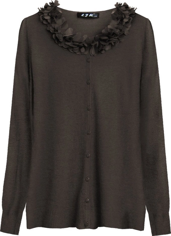 SWETEREK ZE ZDOBIENIAMI CIEMNOBRĄZOWY (X1583X)