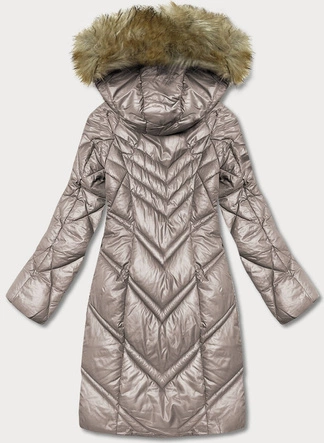 Pikowana kurtka damska camel (H-97-2)