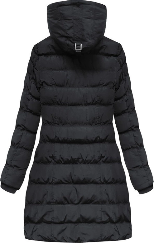 PIKOWANA DAMSKA KURTKA ZIMOWA Z KAPTUREM GRAFITOWA (A913)