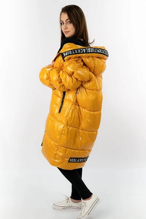 DAMSKA BŁYSZCZĄCA KURTKA ZIMOWA ŻÓŁTA (631ART)