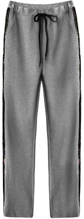 BAWEŁNIANE SPODNIE Z CEKINOWYMI LAMPASAMI CIEMNOSZARE (210ART)