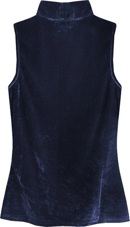 WELUROWY GOLF BEZ RĘKAWÓW GRANATOWY (3683)