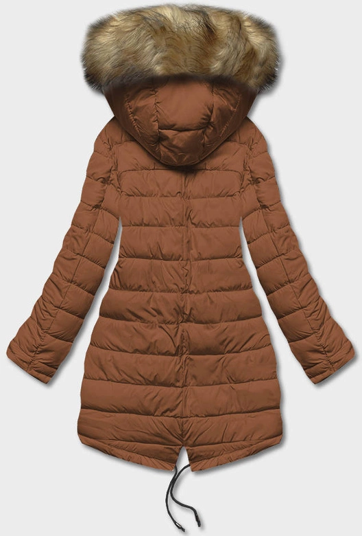 DWUSTRONNA KURTKA DAMSKA ZIMOWA CZARNA-KARMEL (2M-21508)