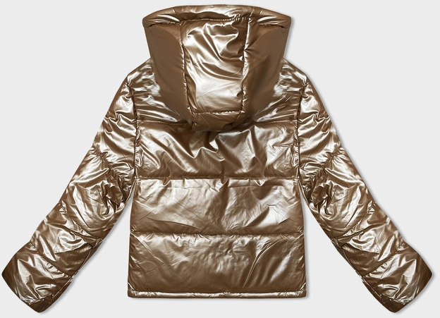 Krótka kurtka damska oversize beżowa (5M3193-84)