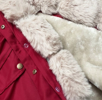 DAMSKA KURTKA PARKA NA FUTERKU CZERWONA (WM888)