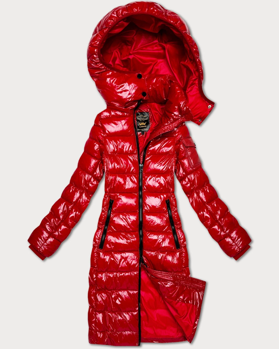 Błyszcząca taliowana kurtka pikowana Libland czerwona (LD-7778)