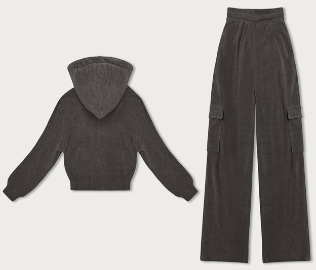 Komplet damski bluza + spodnie typu cargo grafitowy (AMG-322A)