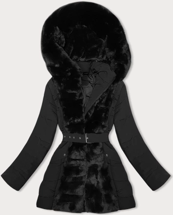 Zimowa kurtka damska z futrem J Style czarna (11Z8096)