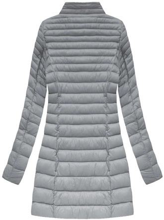 DŁUŻSZA PIKOWANA KURTKA Z KAPTUREM SZARA (7240)