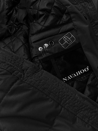 Gruba zimowa kurtka damska z torbą na zakupy Navahoo czarna (FAHMIYAA)